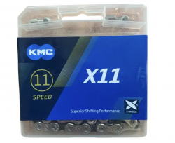 Ланцюг KMC X11 Silver/Black 118 ланок з замком в боксі, оригінал
